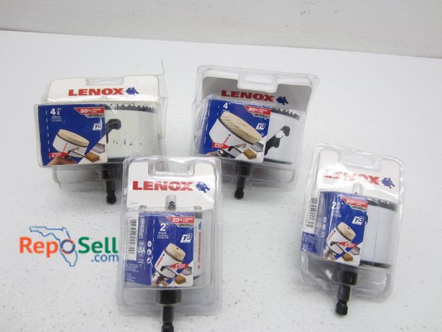 Lot 31-9123 - (4) New Lenox Hole Saw Bits w/Arbor: (2) 2" &amp; (2) 4 1/8"