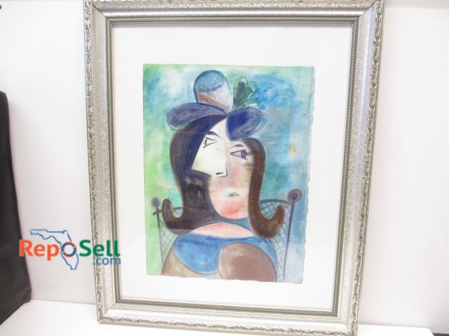 Lot 31-9000 - Framed Gauche on Paper - 19" x 23" - "Picasso Print" with Certificate of Origin - Please Inspect, Al...