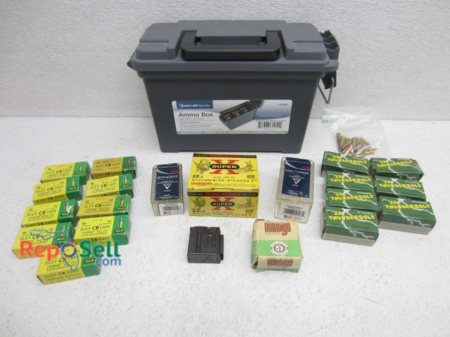 Lot 31-7179 - Assorted lot of .22 ammo and ammo box