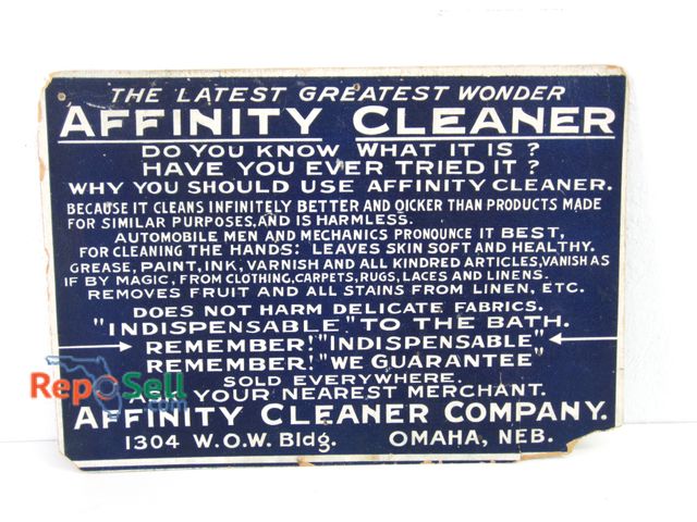 Lot 31-1009 - Affinity Cleaner Co. Cardboard Advertising - 9" x 13"