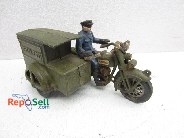 Lot 31-5405 - Vintage Cast Iron Harley Davidson Mail Truck