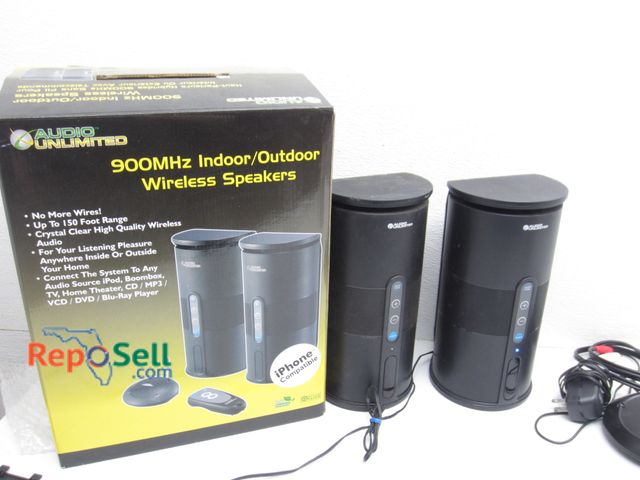 Lot 31-6050 - Audio Unlimited Wireless Speaker set (one powered on)  Includes remote and wireless transmitter