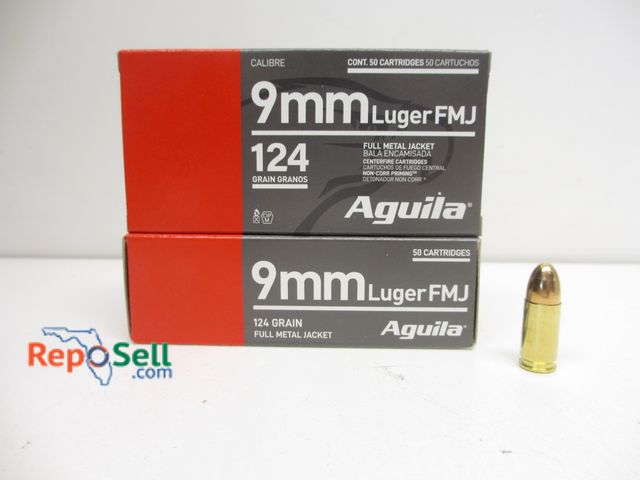 Lot 31-6403 - (100) Rnds Aguila 9mm 124gr FMJ Ammo