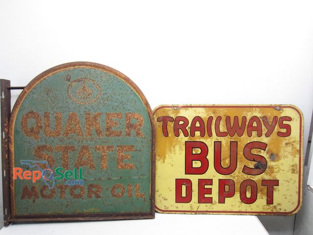 Lot 31-1145 - Antique Quaker State and Bus Signs