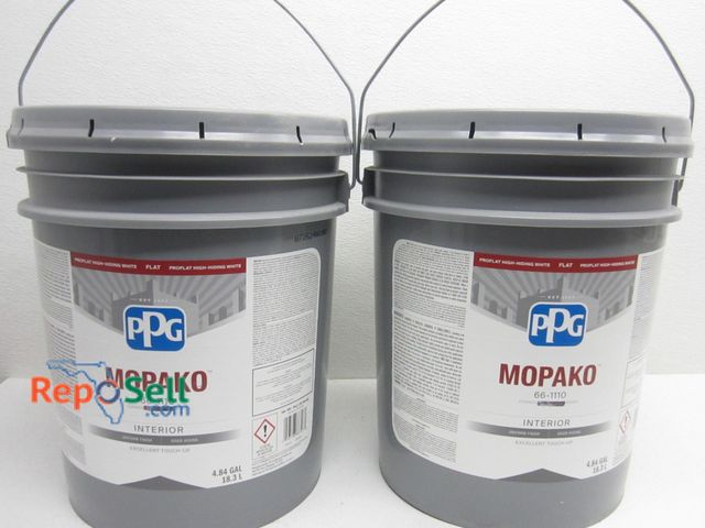 Lot 31-6443 - (2) Mopako 4.84 Gal. Buckets of Interior Paint/Primer "Storm's Coming" Off-White