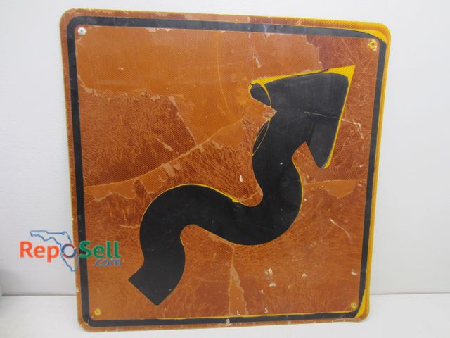 Lot 31-9382 - Caution S-curve curvy road ahead metal sign, 30"x30"