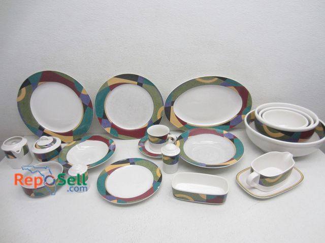 Lot 31-6276 - Studio Nova Impulse Dishware, complete set of eight with extra bowls, platters, etc.- 5 Boxes