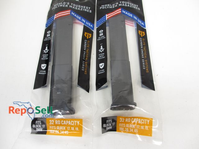 Lot 31-3257 - (2) New Glock 17 Carbon Smoke Series 9mm 32rnd Magazine - Fits Various Glocks