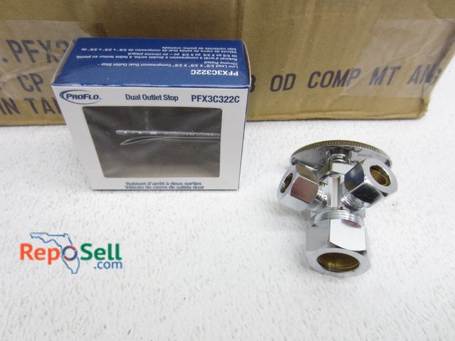 Lot 31-4123 - (24) New Pro Flo Dual Outlet Stop 5/8" x 3/8 x 3/8