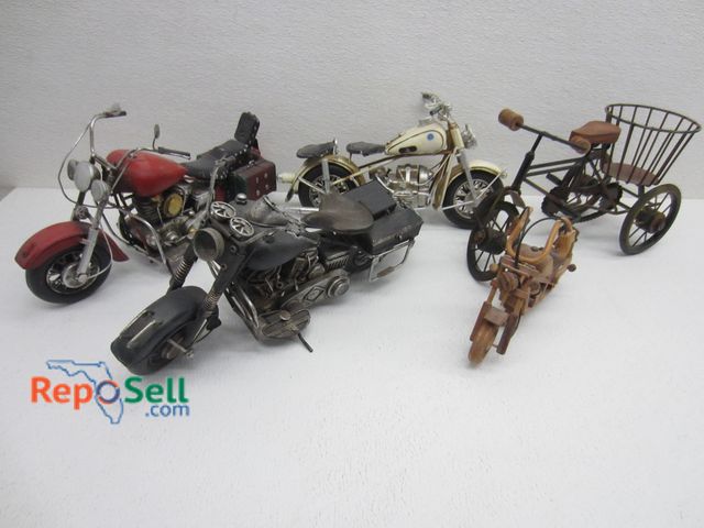 Lot 31-9073 - (5) Motorcycle/Bicycle Models/Figures/Statues, Various Materials &amp; Sizes