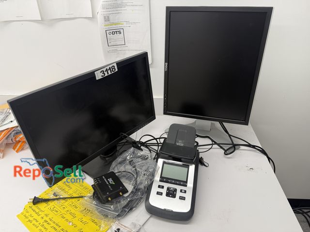 Lot 31-3118 - Office Items: (2) Computer Monitors, (1) Telermate Money Counter, (1) Digi Transport Router WR11 XT,...