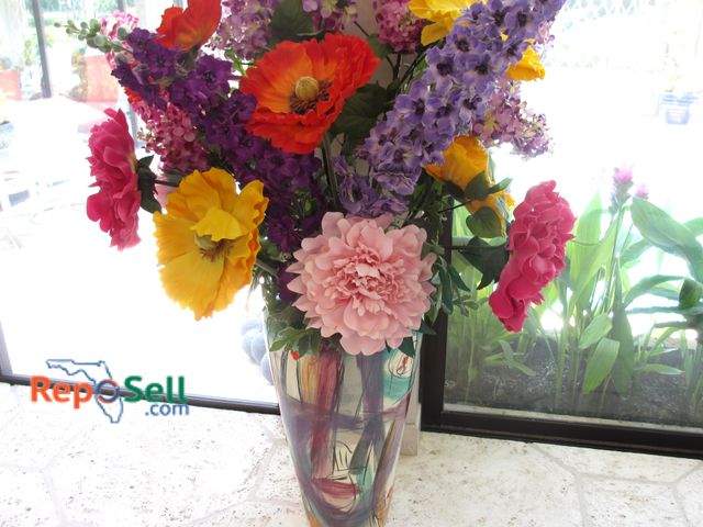 Lot 31-1084 - Large Decorative Vase 25"H, Total Height w/Flowers 63"