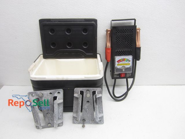 Lot 31-1403 - Golf Cart Brackets, Neiko Battery Tester, Club car cooler