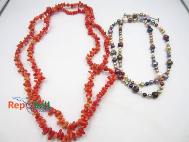 Lot 31-1139 - Real Pearl Necklace and Coral Necklace.
