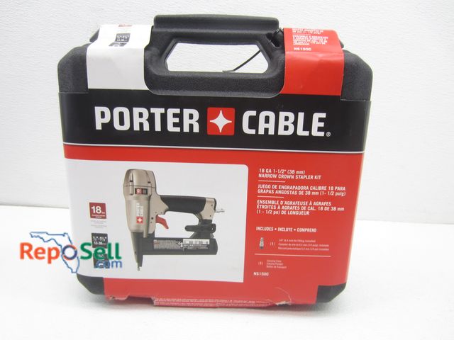Lot 31-2133 - Porter Cable 18GA 1-1.5" Narrow Crown Stapler Kit, Includes 1/4" Air Fitting &amp; Hard-Shell Case #...