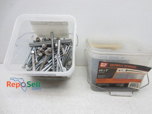 Lot 31-9401 - (2) partial tubs of drywall screws &amp; other various hardware