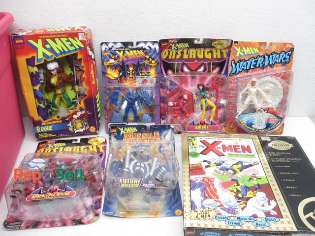 Lot 31-8096 - Tote of X-Men Figurines/Toys Still in Package/Some Vintage - 18gal Tote Included
