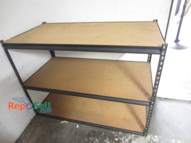 Lot 31-1286 - Three-Shelf Metal Shelf Unit With Particle Board Shelves
