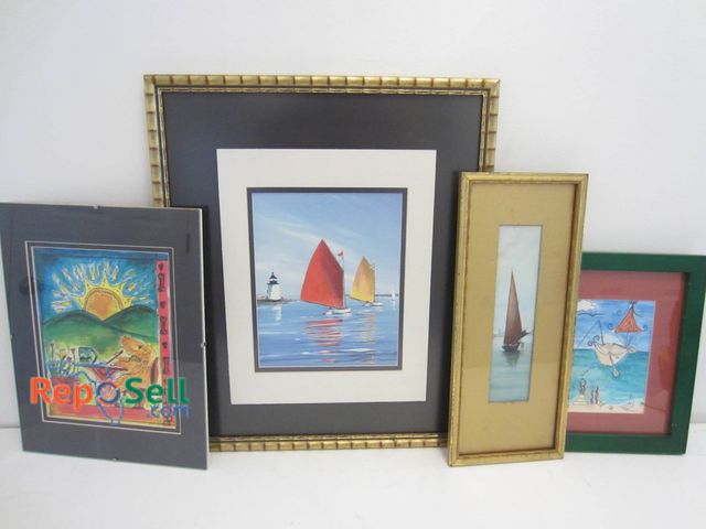 Lot 31-9074 - Four Framed Artworks Including Signed And Unsigned Nautical Scenes And Animal Illustration.
