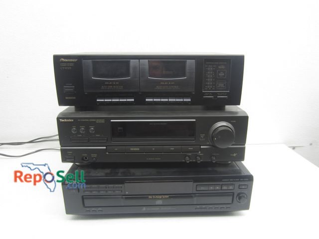 Lot 31-8481 - Sony 5-Disc CD Player, Technics Receiver SA-EX140 And Pioneer Cassette Deck CT-W103 - All Power On, ...