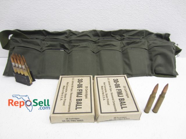 Lot 31-2044 - 30-06 Mags with Ammo &amp; (2) Bandallier's and (40) Rnds in Boxes