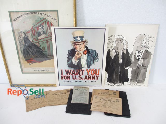 Lot 31-1268 - Assorted Vintage Wall Art &amp; More; Includes 1980 Uncle Sam "I Want You for U.S. Army"; Johnston O...