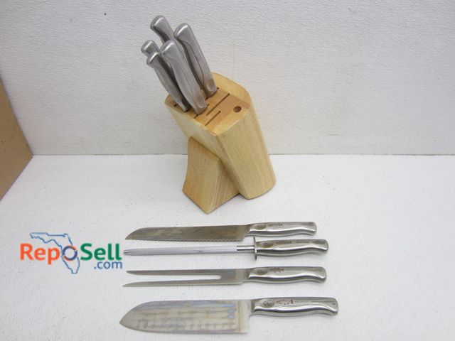 Lot 31-3175 - North American Fishing Club Kitchen Knife Set w/Wood Block