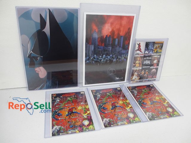 Lot 31-5201 - Charlie Adlard Signed 11"x17" Walking Dead Print w/ COA; Batman 11"x17" Print in Top-load and Comic ...