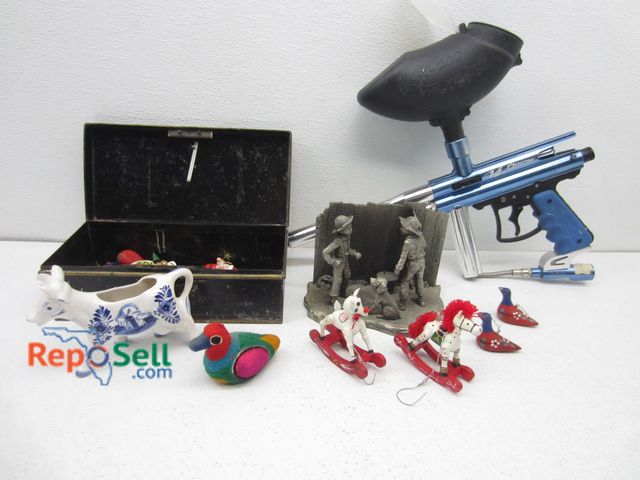 Lot 31-9241 - Collectables Lot: Pewter Statue, Ceramic Cow, Paintball Gun etc