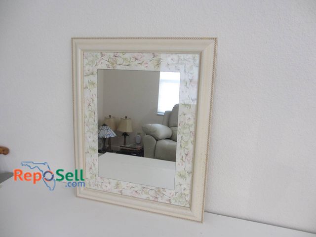 Lot 31-8544 - Chris Blum Floral Framed Mirror 21x25 Inch With Decorative Matting