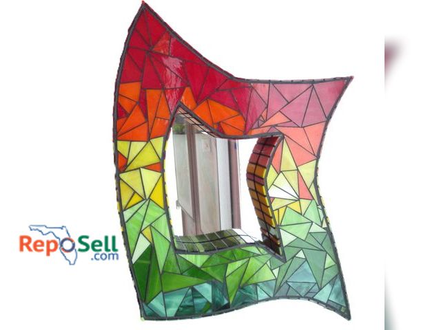 Lot 31-1252 - Glass Mosaic Mirror  20x14"
