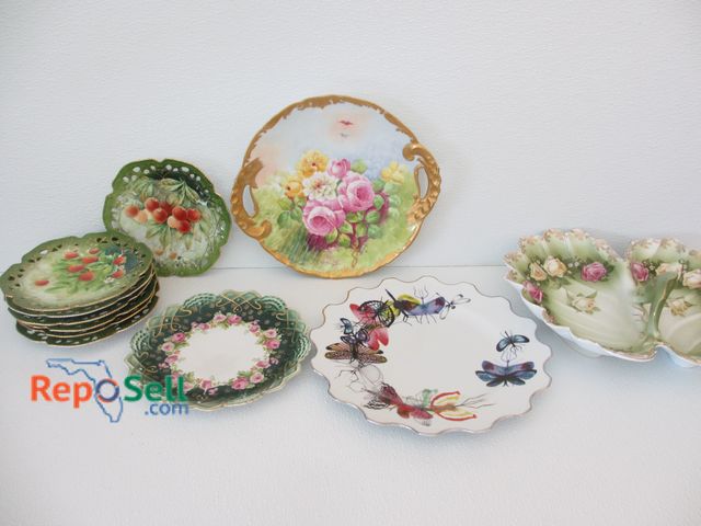 Lot 31-1373 - Vintage Dishes: (7) Small Plates &amp; a Serving Dish from Bavaria, Limoges Serving Plate from Italy...