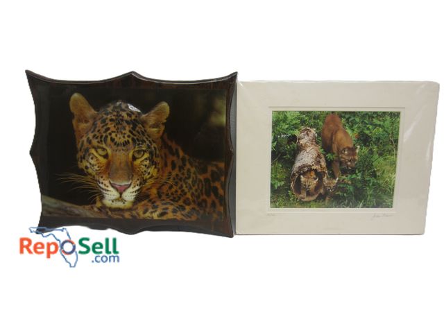 Lot 31-5181 - Print By J. Floner 52/150 And Acrylic Cat Art - Largest Is 15"x12"