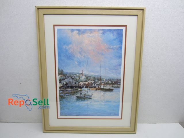 Lot 31-2112 - "Quiet Harbor" by Hyun Yoo - Framed Print 145/2000, 23"x28.5"
