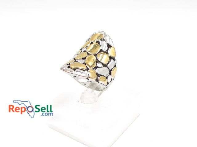 Lot 31-5010 - 10K Gold Electroplate Nugget Ring Size 7.5 - 12.0g total