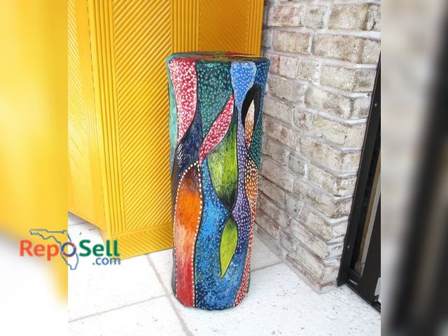 Lot 31-1129 - Painted Paper Machete Decor Stand 31" H