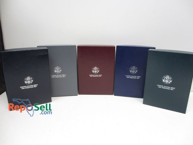 Lot 31-9502 - (5) Prestige Proof US Mint San Francisco Sets: 1991 Mt Rushmore Commemorative 90% Silver Dollar and ...