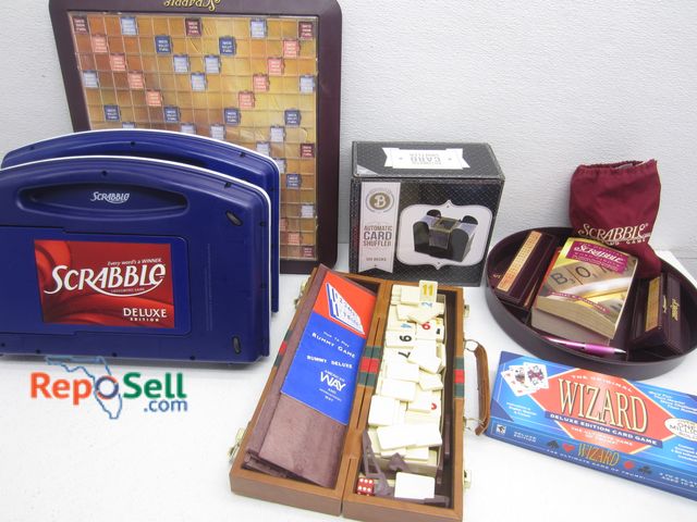 Lot 31-1209 - (3) Scrabble Games, Card Shuffler, etc