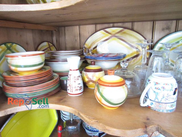 Lot 31-9160 - Dishware including plates, bowls, and cups, featuring pieces marked "Authentic Vernonware" and "Cali...