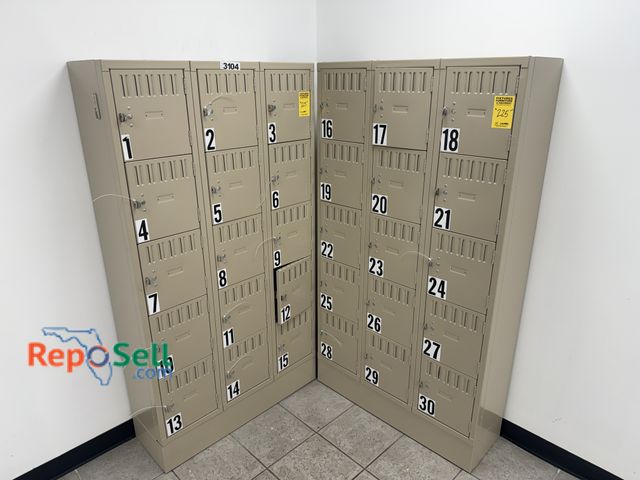 Lot 31-3104 - (2) Sets of Metal Lockers/(30) Total - Tan.