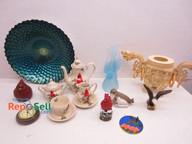 Lot 31-5175 - Estate Decor Lot: Dragon, Birds, Small Tea Set, etc.