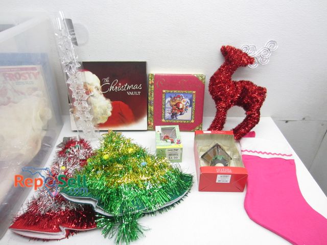 Lot 31-9139 - Tote of Christmas: Children's Books, Hats, Lights, etc.