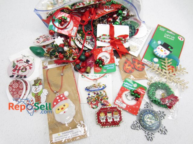 Lot 31-7468 - Christmas Jewelry for Crafts: Necklaces, Earrings, Rings, etc.