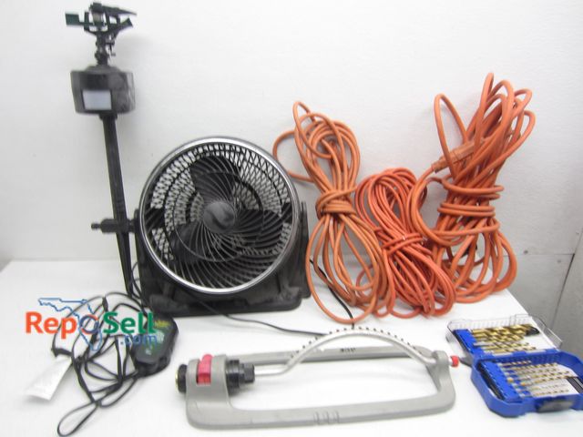 Lot 31-1378 - Tool Lot: Fan (powers on), Extension Cords, Bits, Battery Tender, etc.