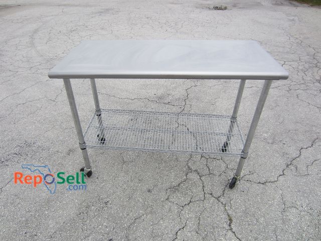 Lot 31-5378 - Metal Rolling Prep Table With Bottom Shelf 49.5"x23.5"x39"H