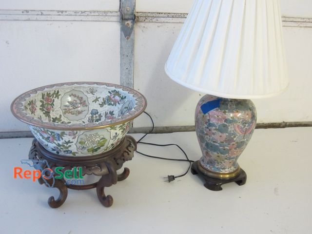 Lot 31-2580 - Floral Bowl and Lamp