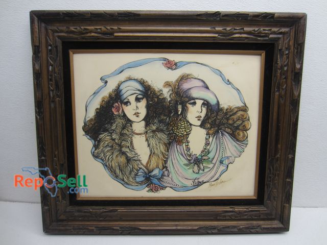 Lot 31-5138 - Framed Etched Art on Plastic by Marie Vickers, 27.5" x 24"