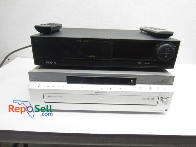 Lot 31-5262 - Sony DVD/CD Changer w/ Remote NC555ES &amp; Sony VCR Plus (Both Power on, VCR Missing Cord)