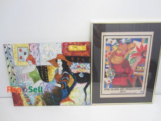 Lot 31-9073 - Two Artwork: T. Friedman Signed Canvas And Framed Pine Island Art Association Poster By Kathi Smith.