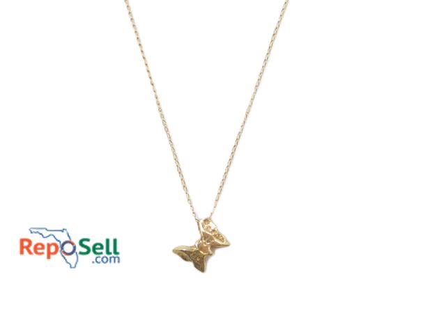 Lot 31-1028 - 12K Yellow Gold Butterfly Pendant and 16" Chain - 1.6g total